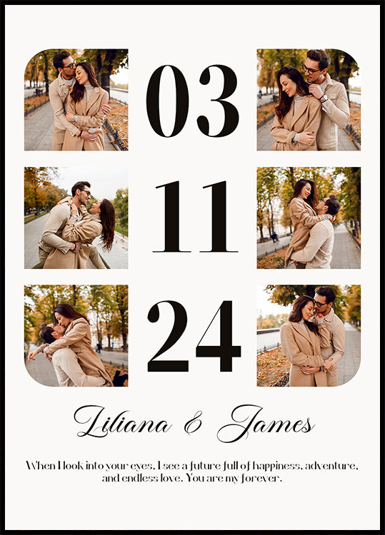Poster Collage de photos personnalisé par date d'anniversaire