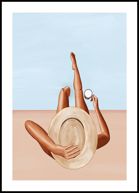 Fille au bord de la piscine Poster