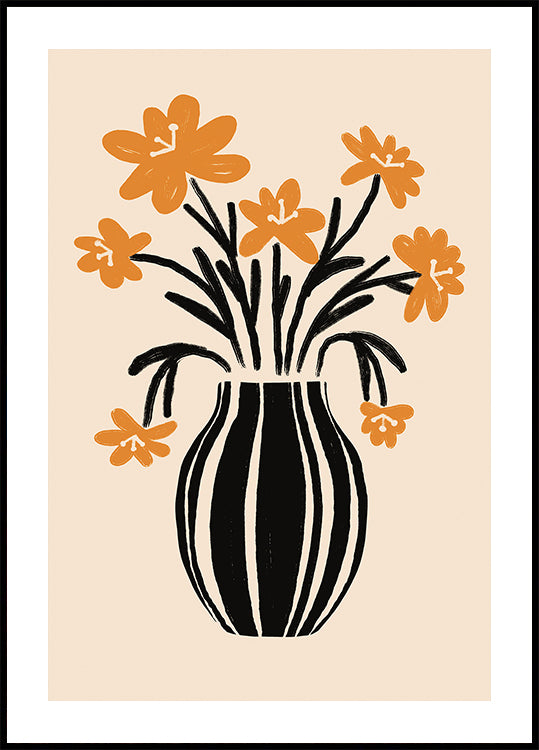 Fleurs de vase orange Poster