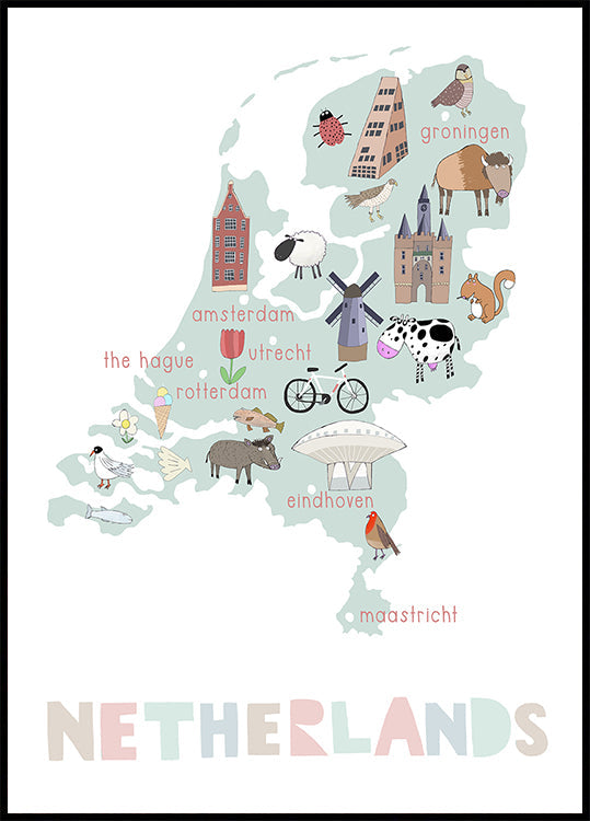 Illustration des Pays-Bas par l'artiste Carla Daly Poster