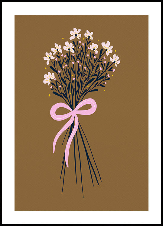 Bouquet Floral Avec Noeud - orange brûlé et rose