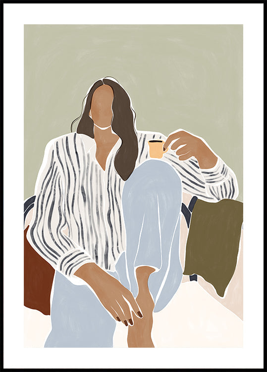 Femme appréciant une tasse d’espresso Poster