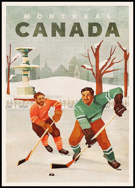 Les gars de hockey sur étang de Montréal Canada Poster