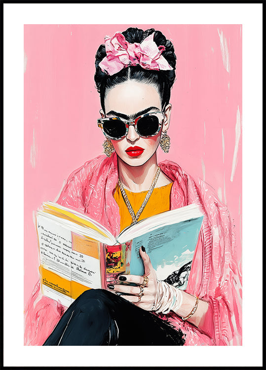 Frida lisant le livre Poster