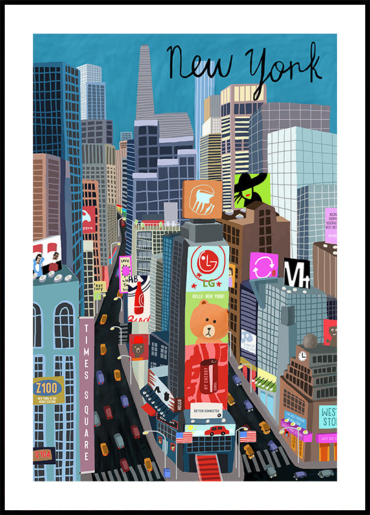 Times Square, New York Illustration par l'artiste Carla Daly