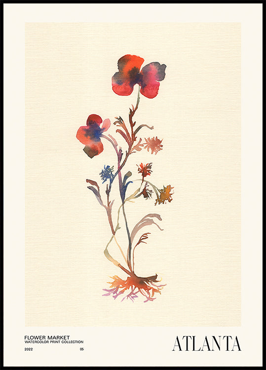 Collection d'impressions à l'aquarelle. Marché aux fleurs - Atlanta