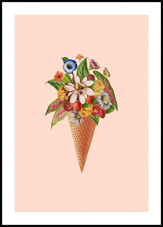 Glace rose botanique Poster