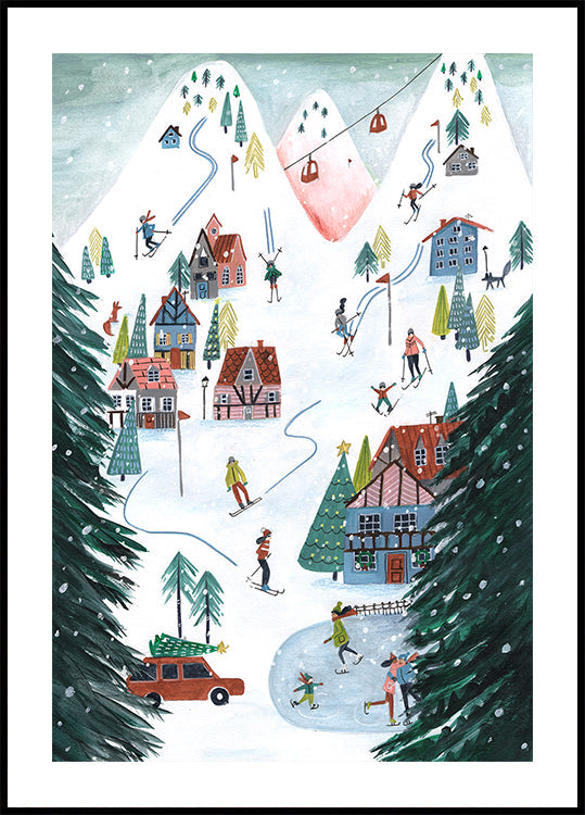 Nordic Skiing in the mountains at Christmas Plakat
