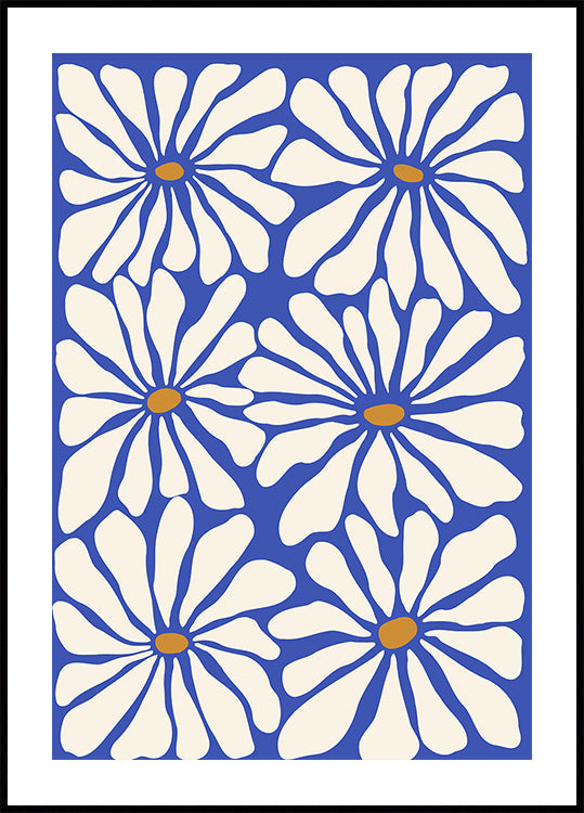 Bleu floral ensoleillé Poster