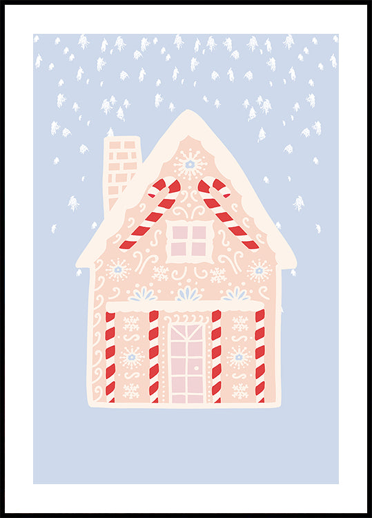 Maison en pain d'épice bleue Poster