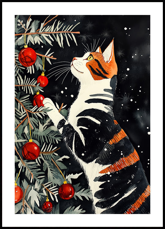 Les chats adorent l'arbre de Noël Poster