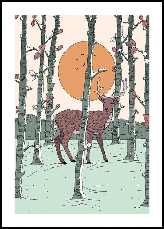 Cerf dans la forêt Poster