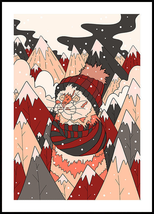 Chat d'hiver douillet Poster