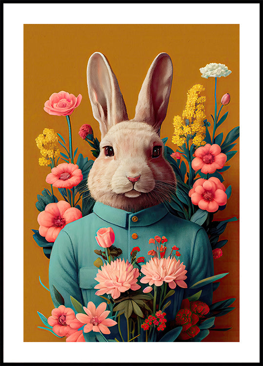 Lapin en fleur Poster