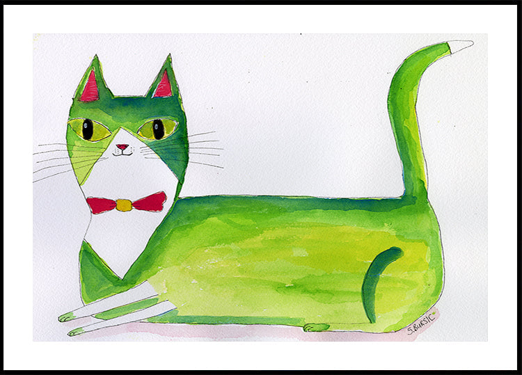 Le chat vert Poster