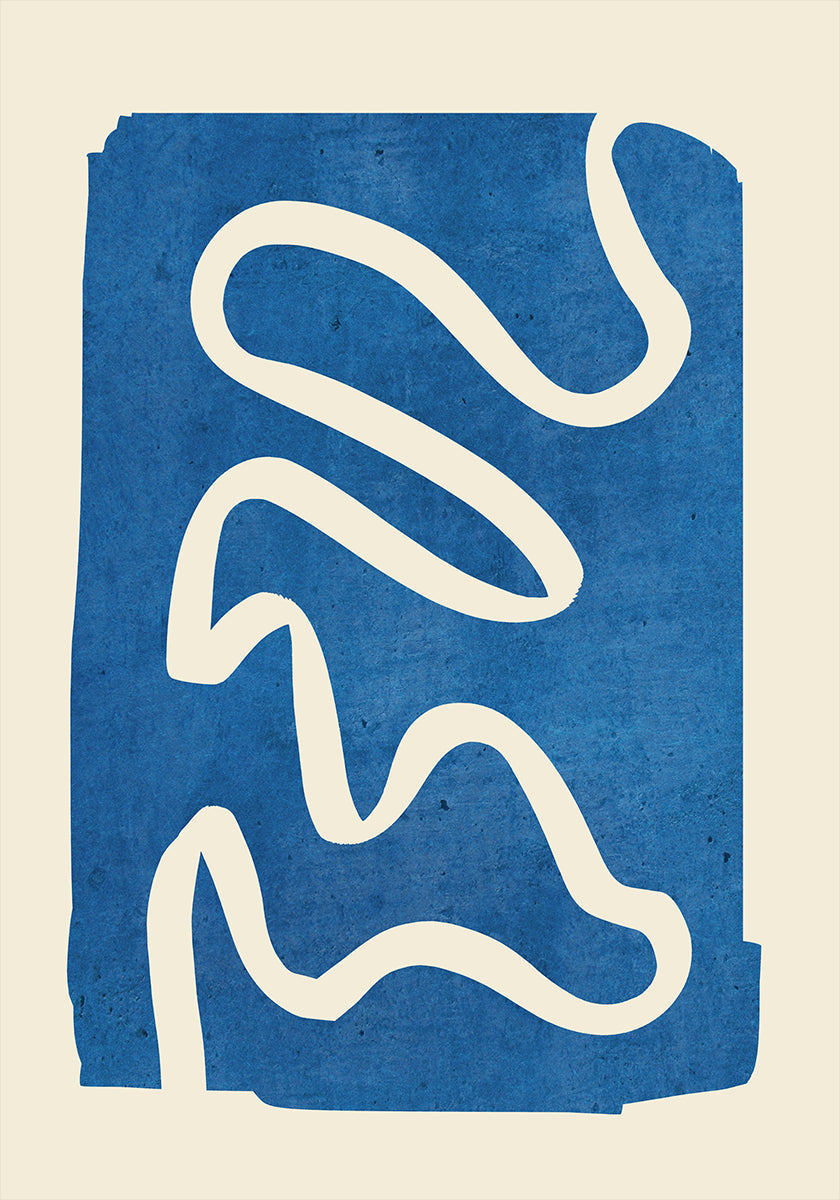 Bleu minimal abstrait géométrique Poster