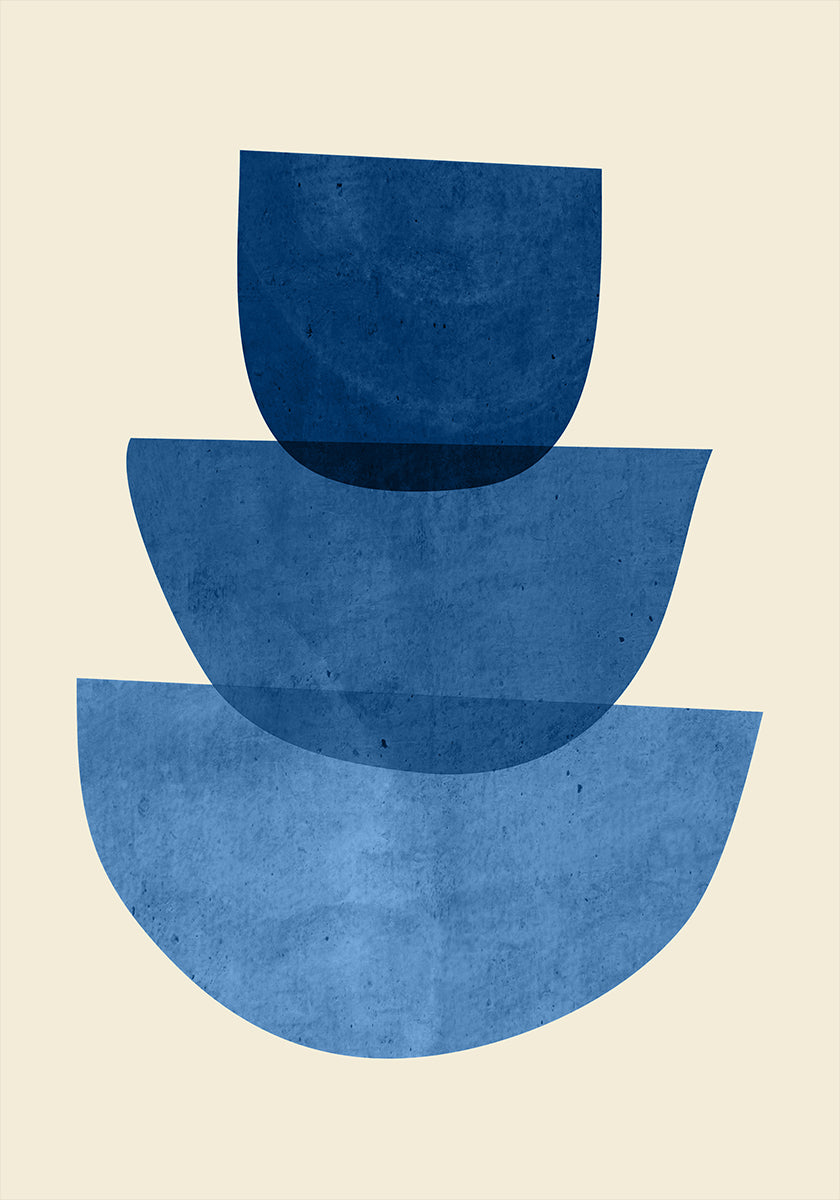 Formes abstraites géométriques bleues Poster