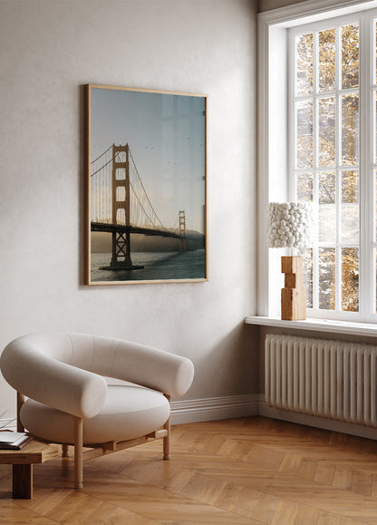 Affiche du coucher de soleil sur le Golden Gate Bridge