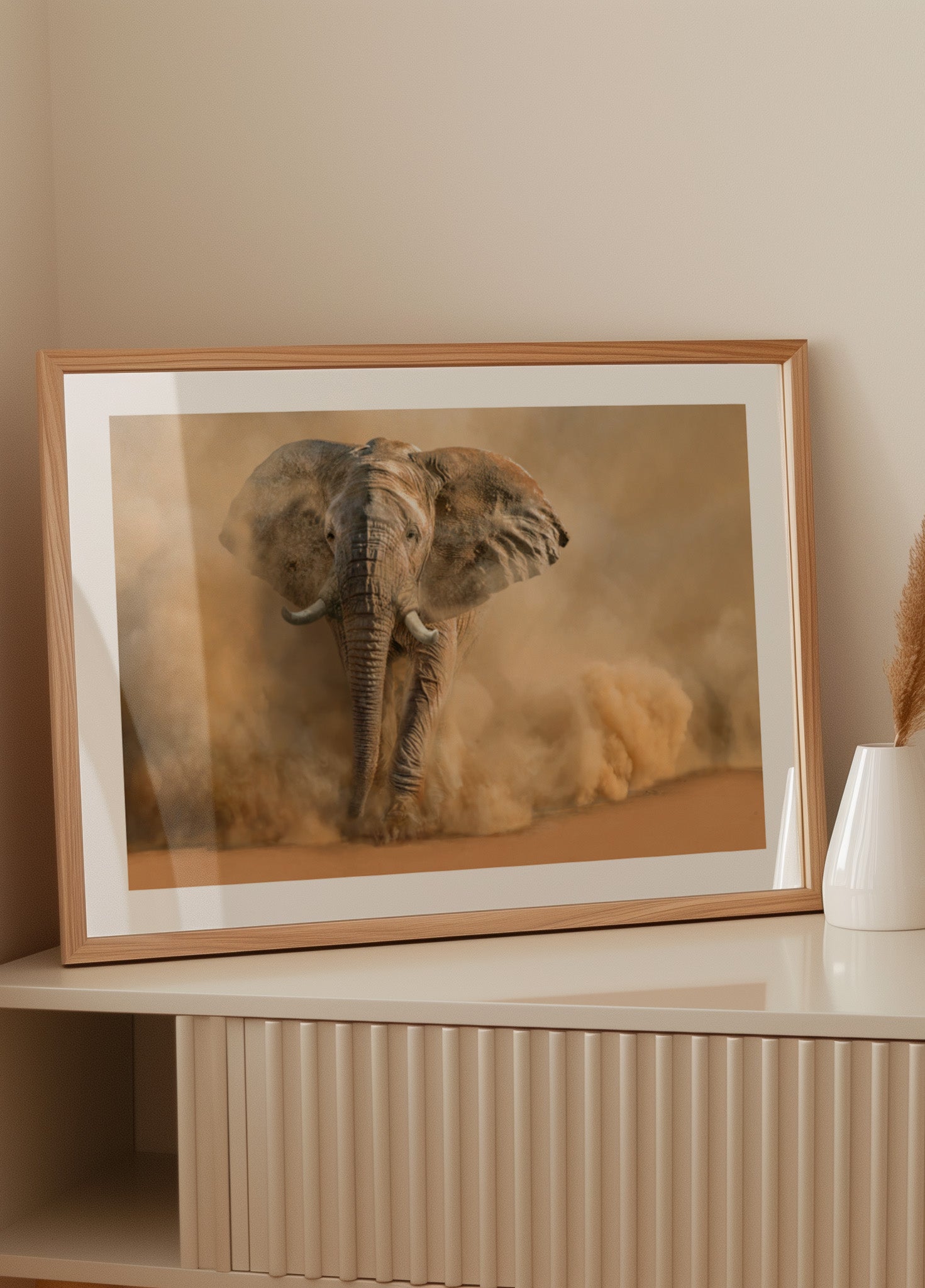 Nuage de poussière d'éléphant majestueux