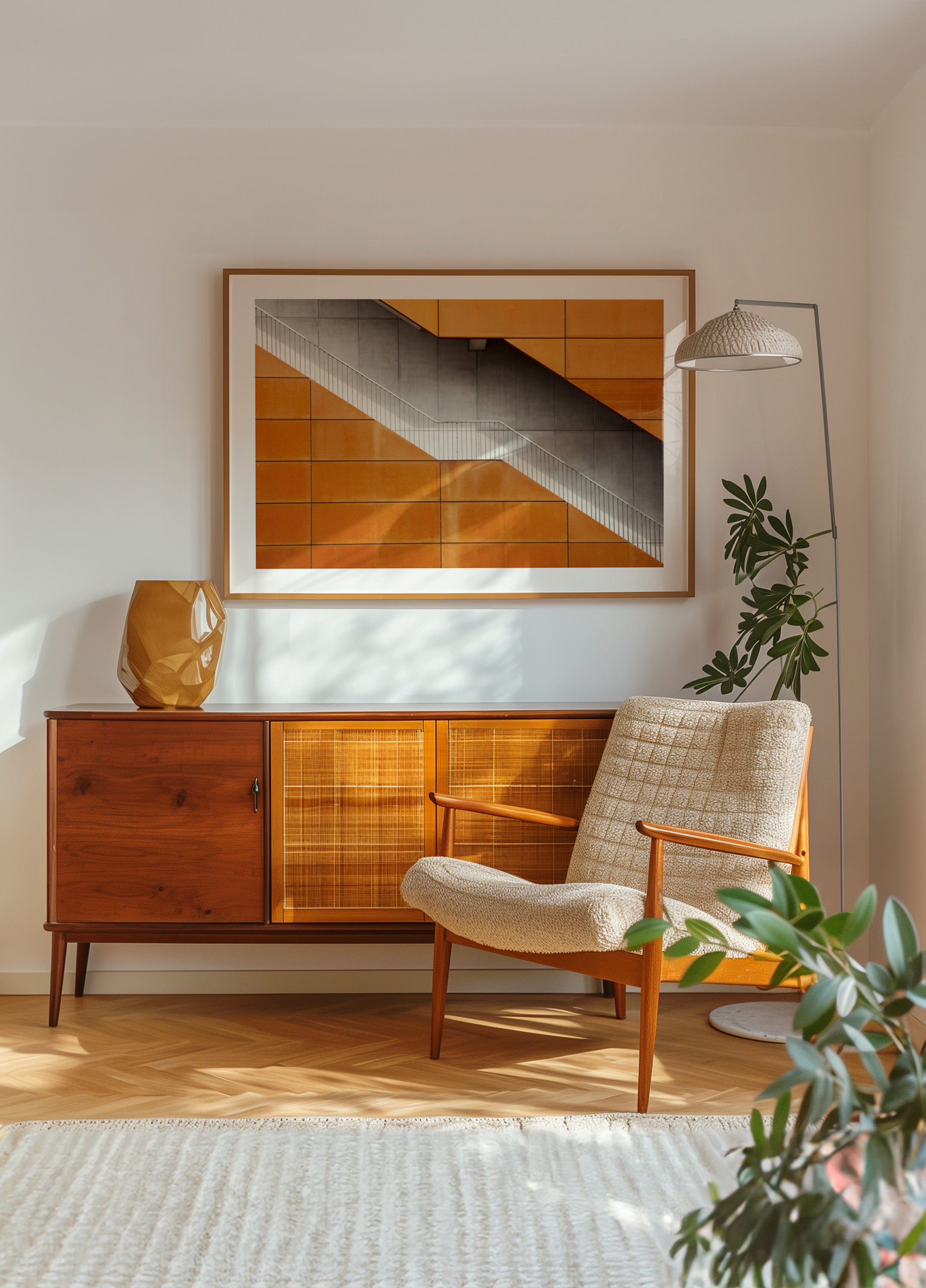 Escalier diagonal orange