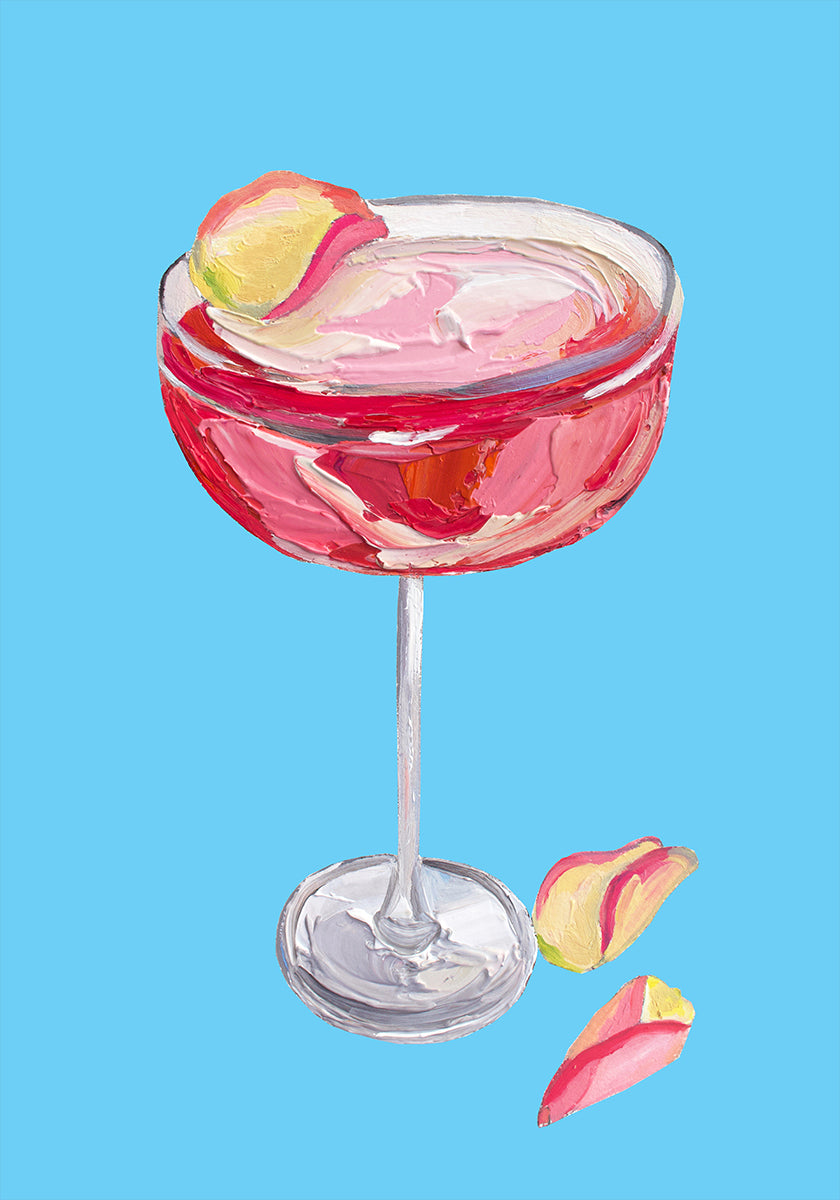 Cocktail au gin rose pétillant Poster