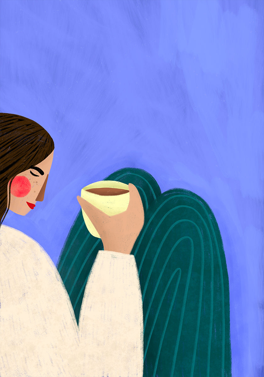 En sirotant un café Poster