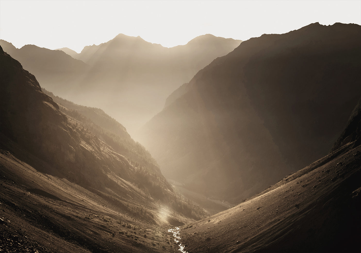 Affiche de la Vallée du Calme au lever du soleil 