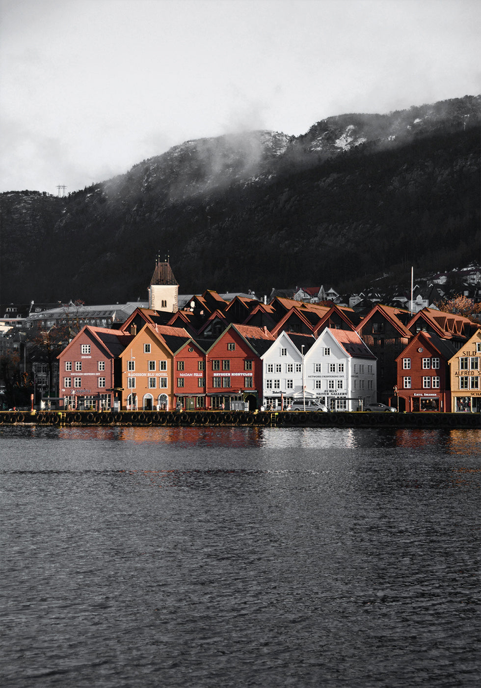 Poster Front de mer de Bryggen, Norvège