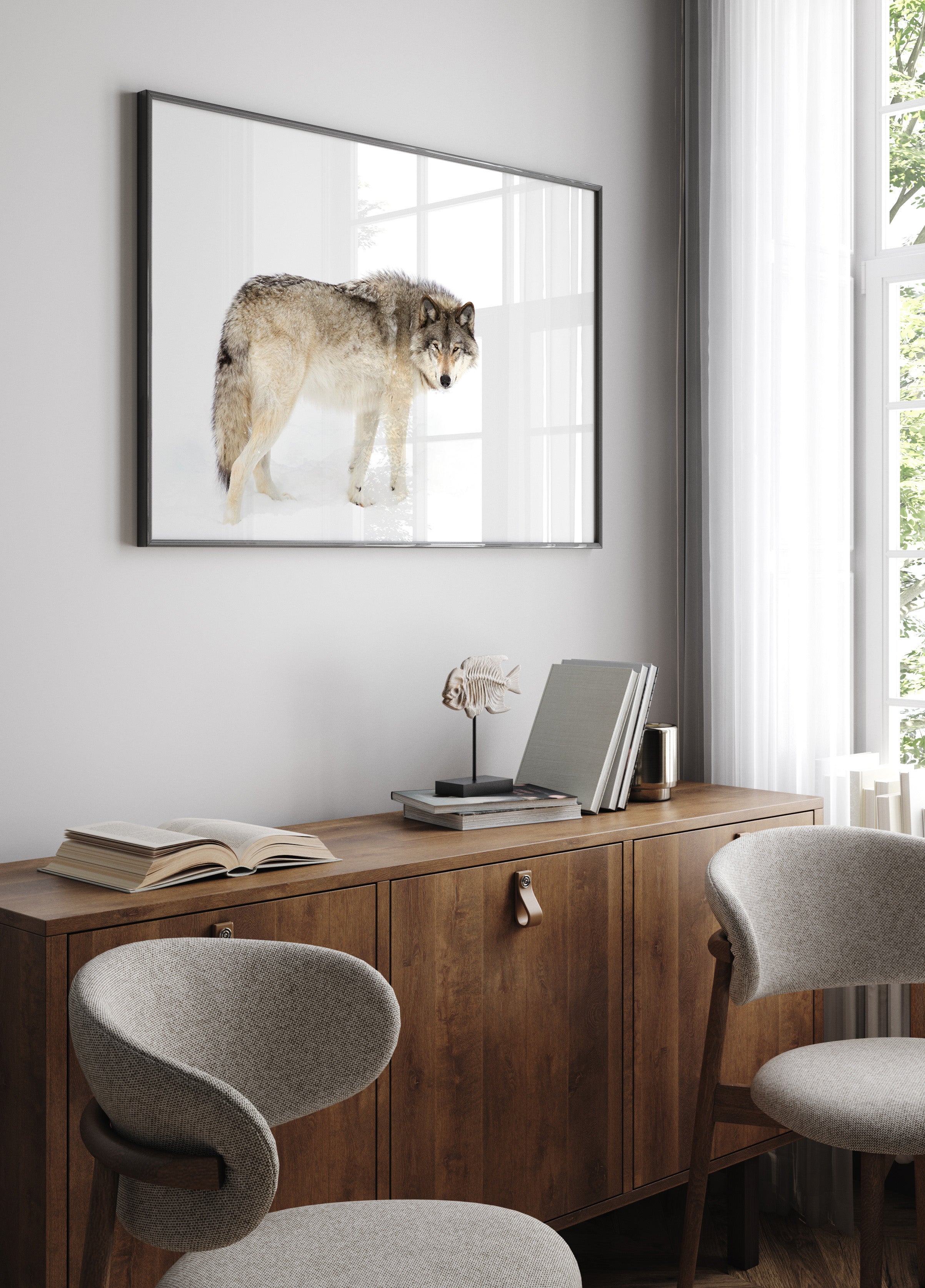 Loup d'hiver vigilant