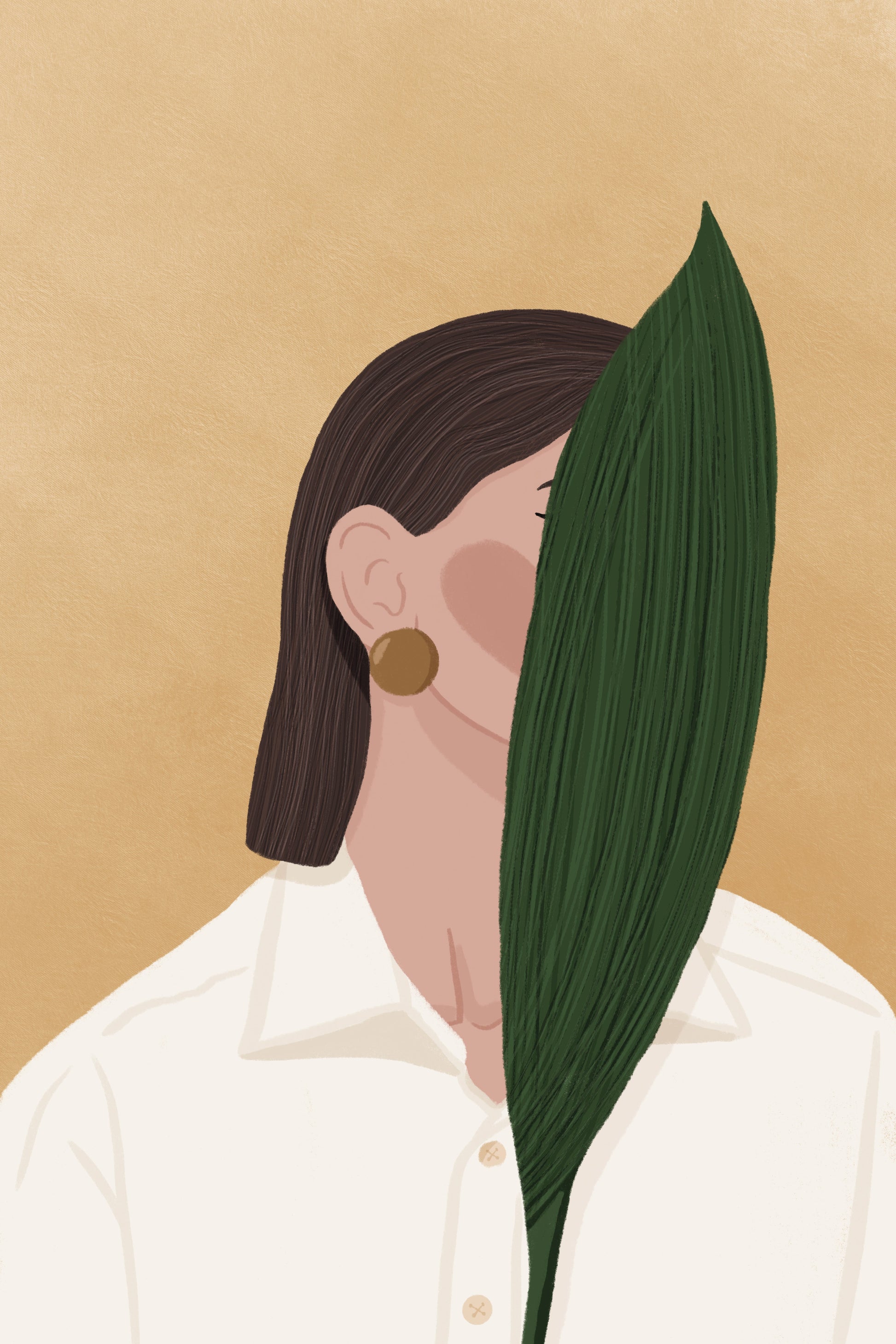 Woman with Leaf Plakat - Posterbox.dk