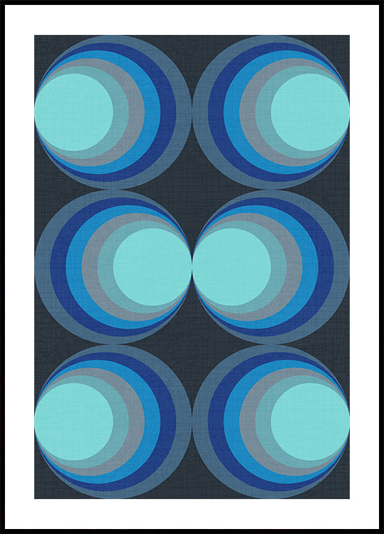Retro Gradient Circles Aqua Blue (NEW) - Posterbox