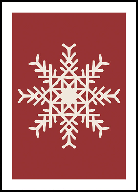 a white snowflake on a red background