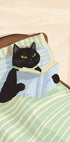 Cat Reading Print – Black Cat Wall Art, Cosy Bedroom Plakat, Book Lover Cat Illustration, Cat in Bed Print, Reading Decor, Cat Book Art Plakat - Posterbox