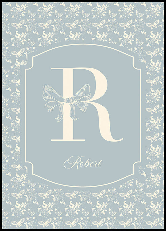 Elegant Baby Name Personal Blue Poster - Posterbox
