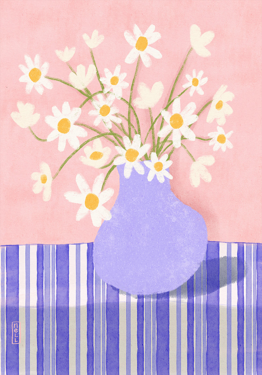 Quirky Daisies in a Vase Plakat - Posterbox