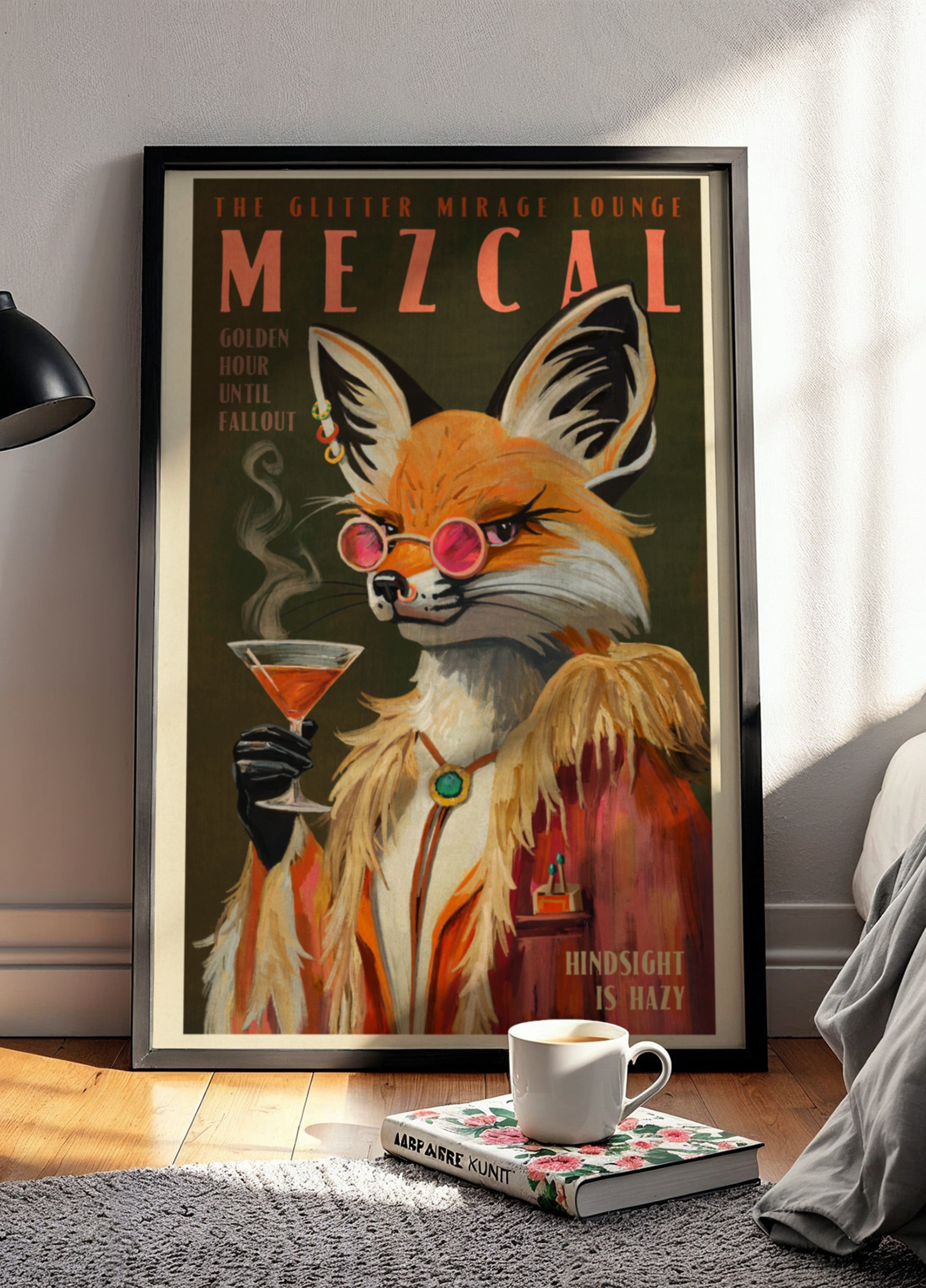 Impression de renard Mezcal. Affiches d'alcool vintage et décoration de cocktails