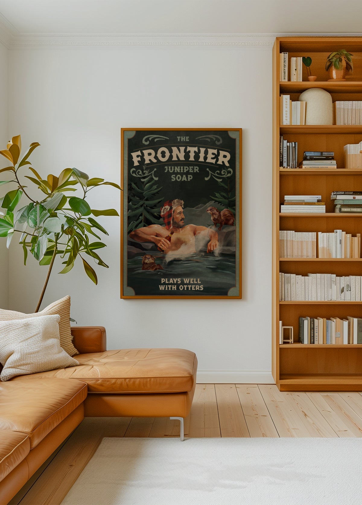 Homme frontière avec des loutres