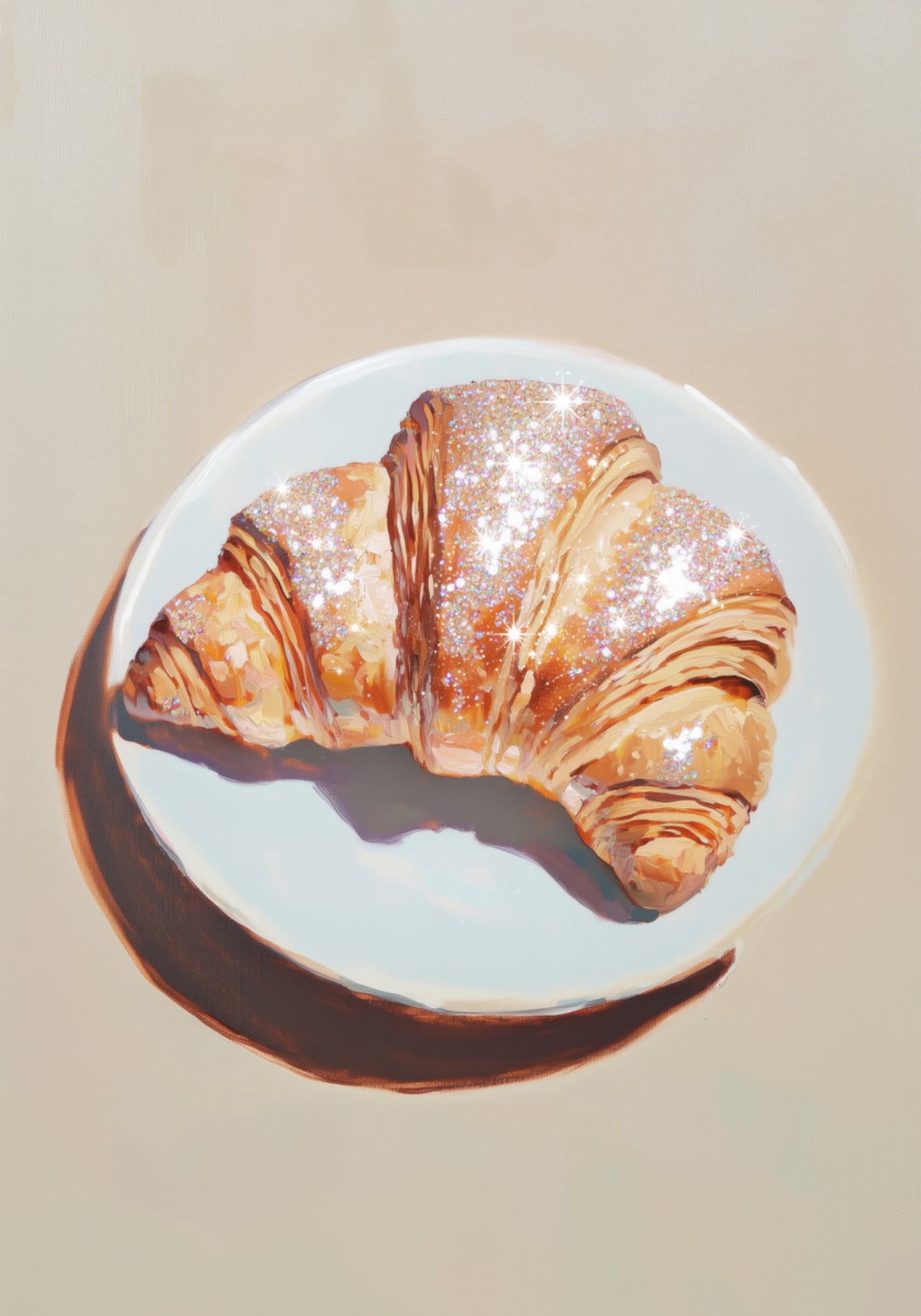 Croissant pétillant sur une assiette