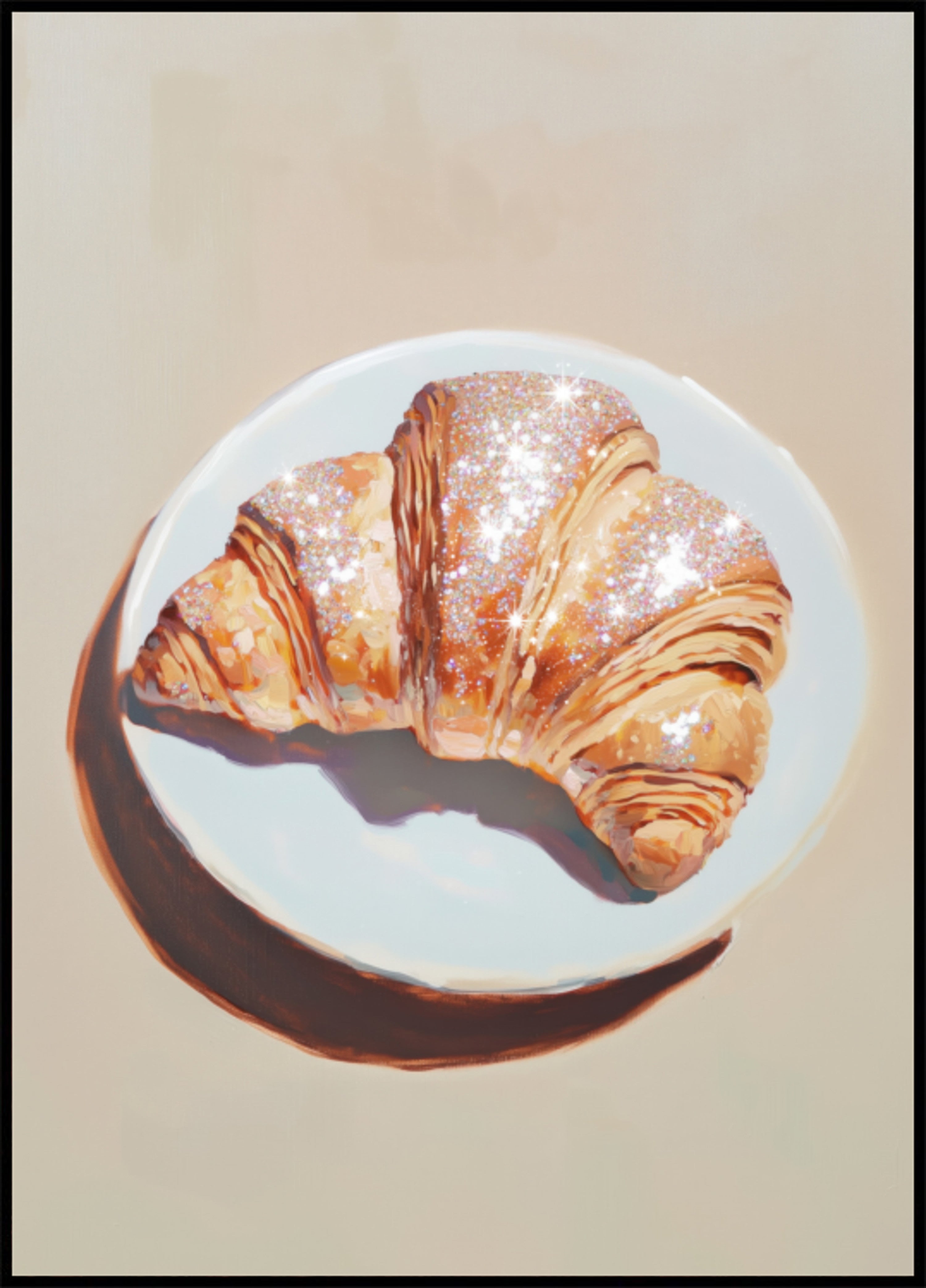 Croissant pétillant sur une assiette