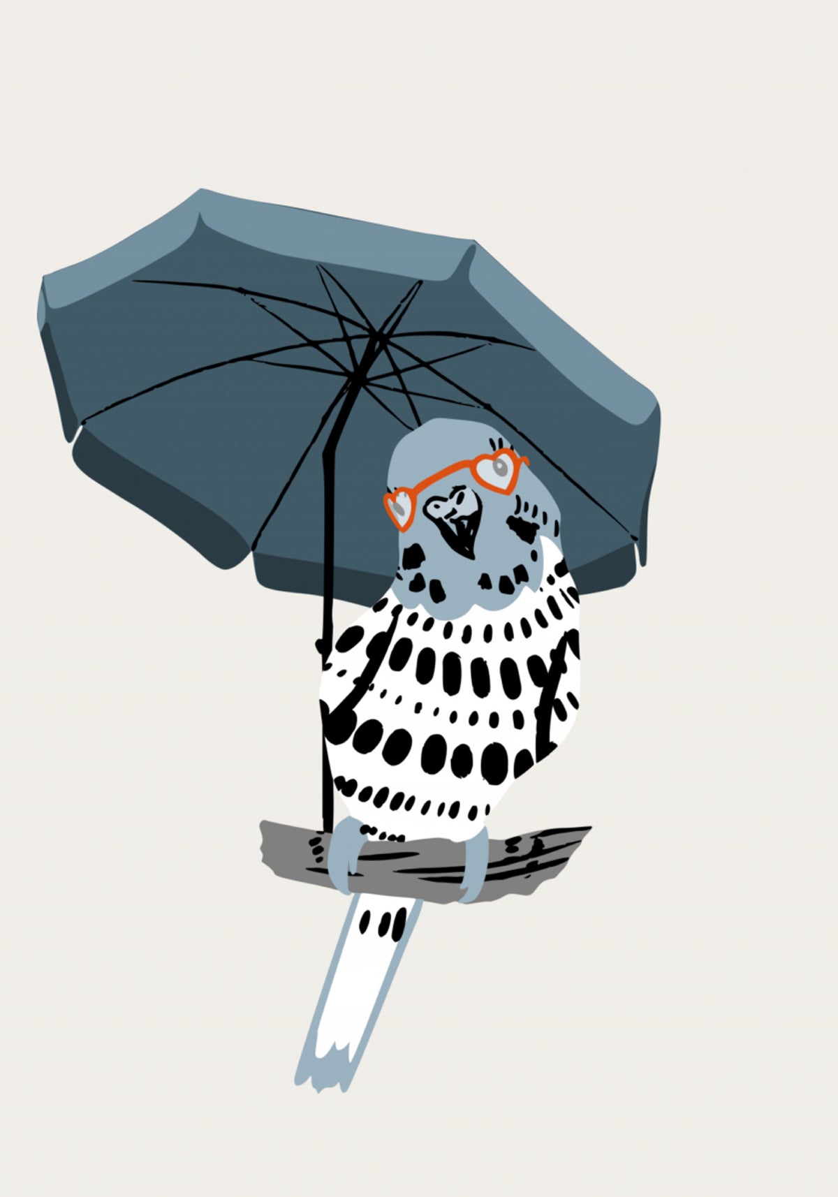Perruche élégante sous un parapluie