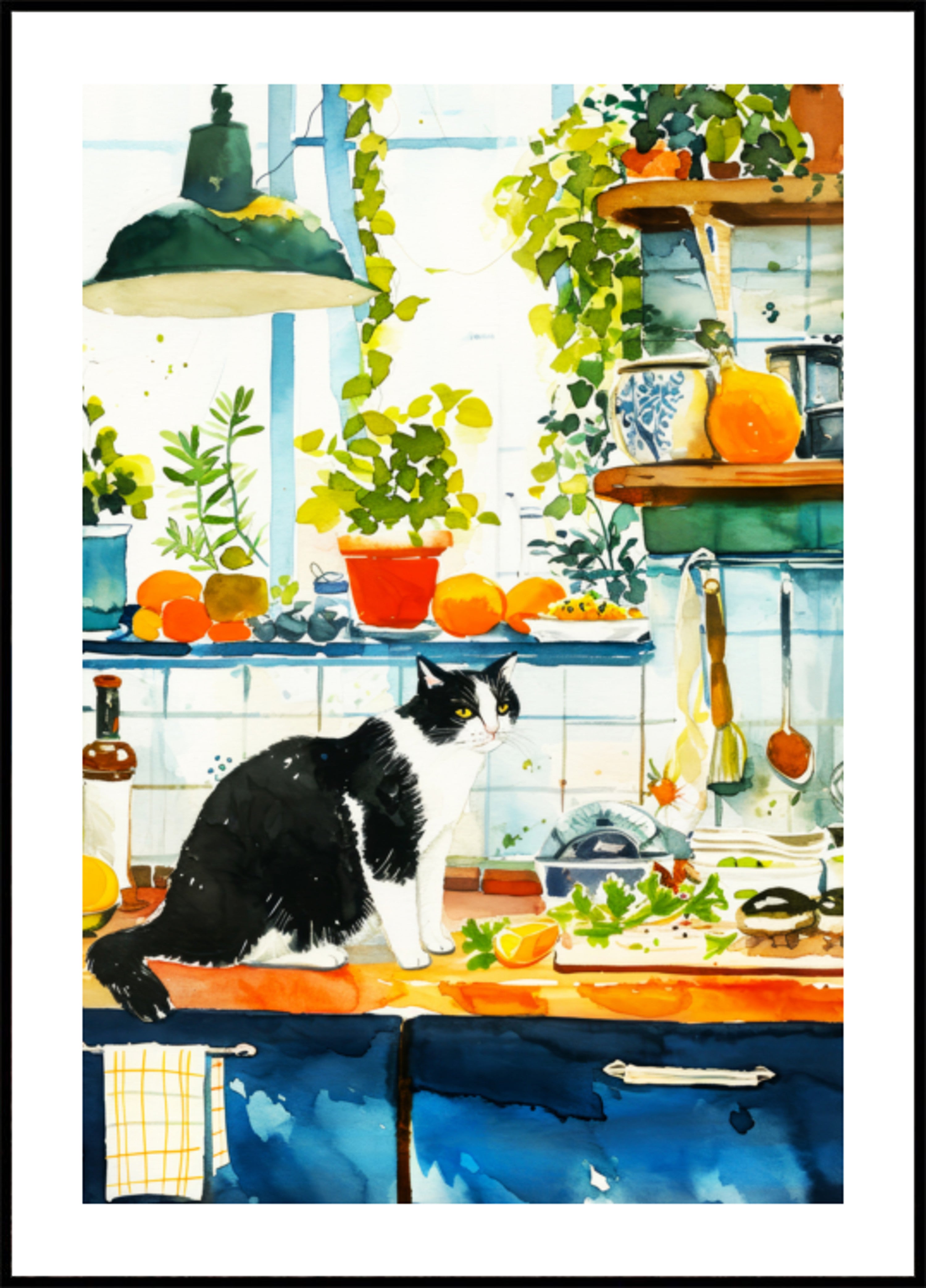 Chat de cuisine confortable
