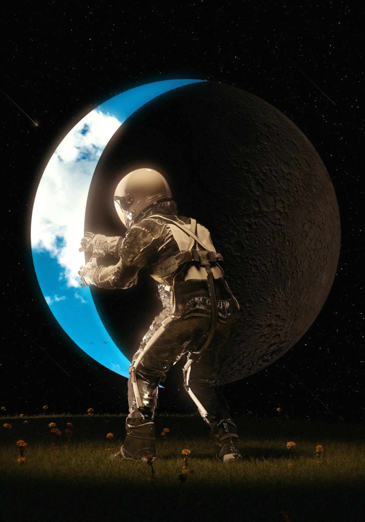 Astronaute tenant la Lune