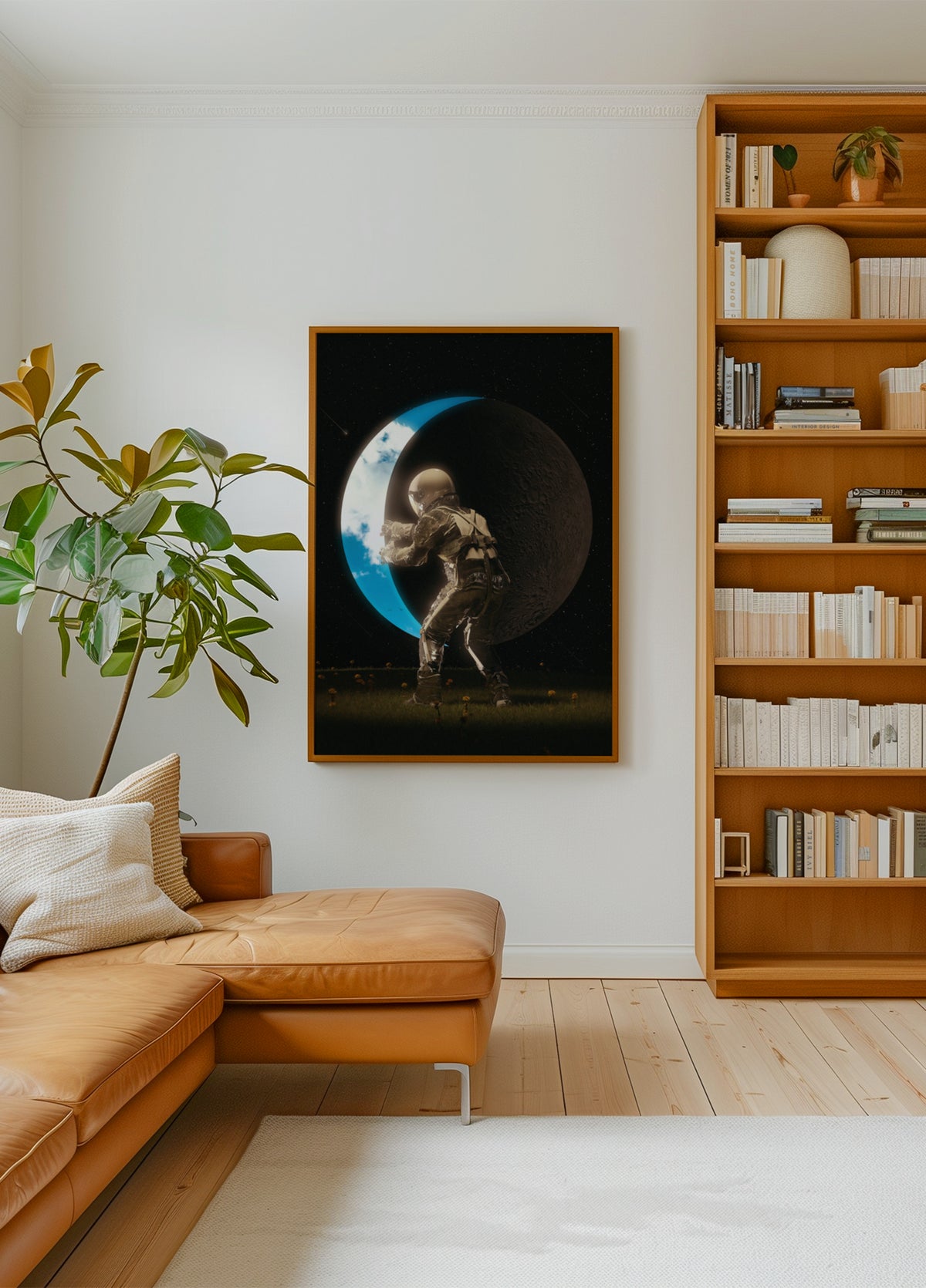 Astronaute tenant la Lune