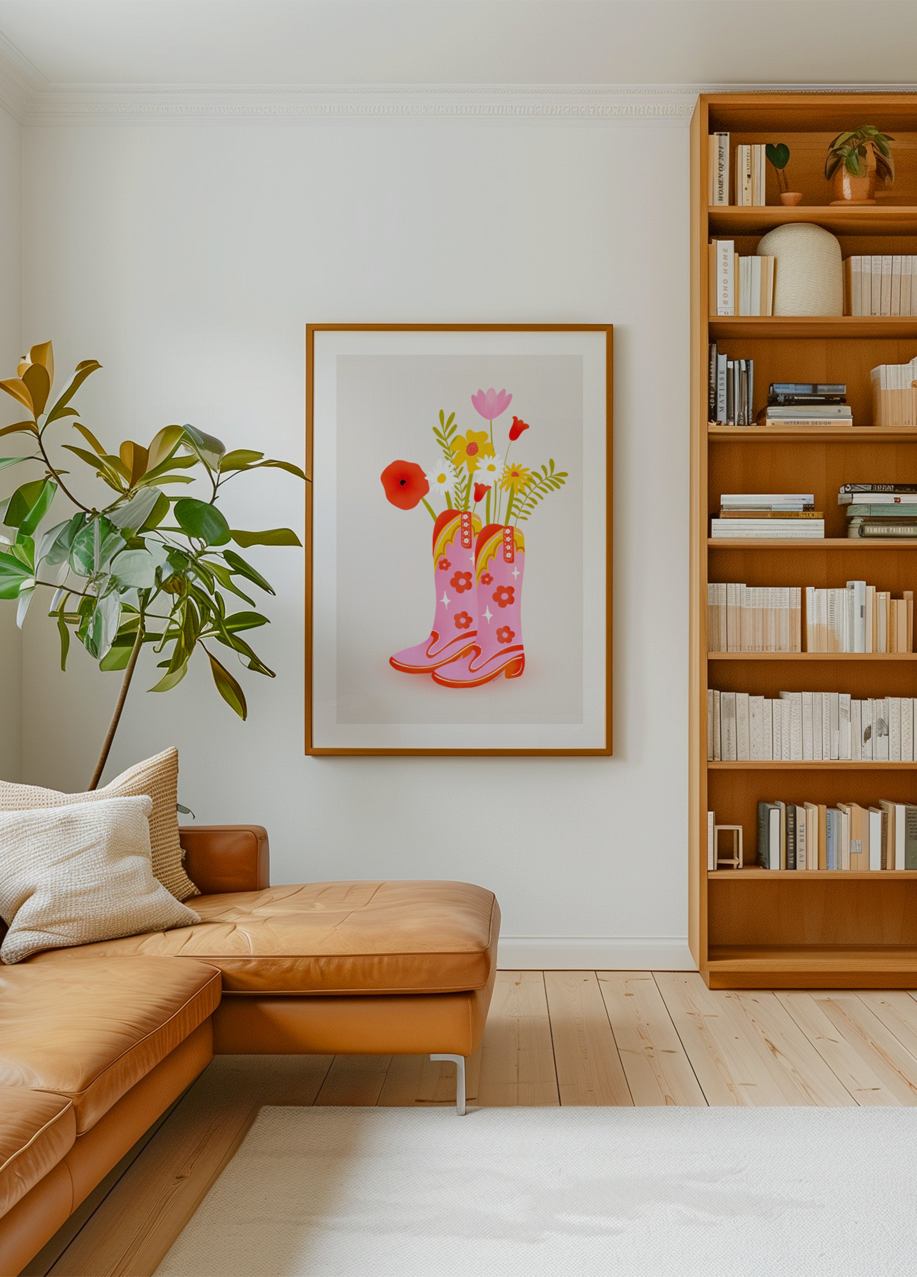 Pink Cowboy Boots Flowers - Posterbox