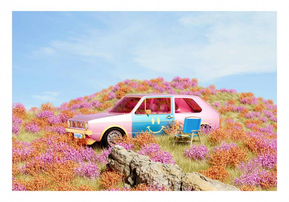 Voiture Smiley En Fleurs