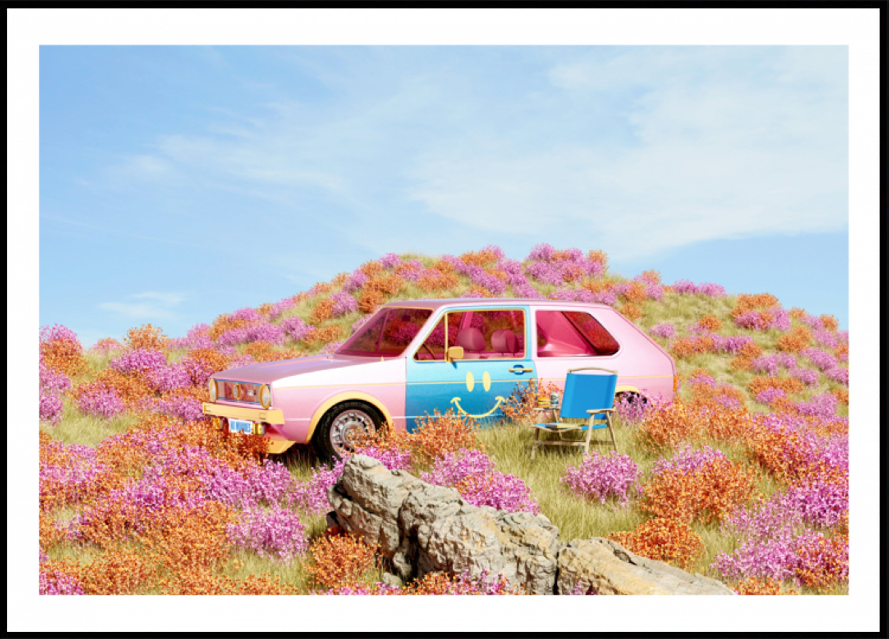 Voiture Smiley En Fleurs
