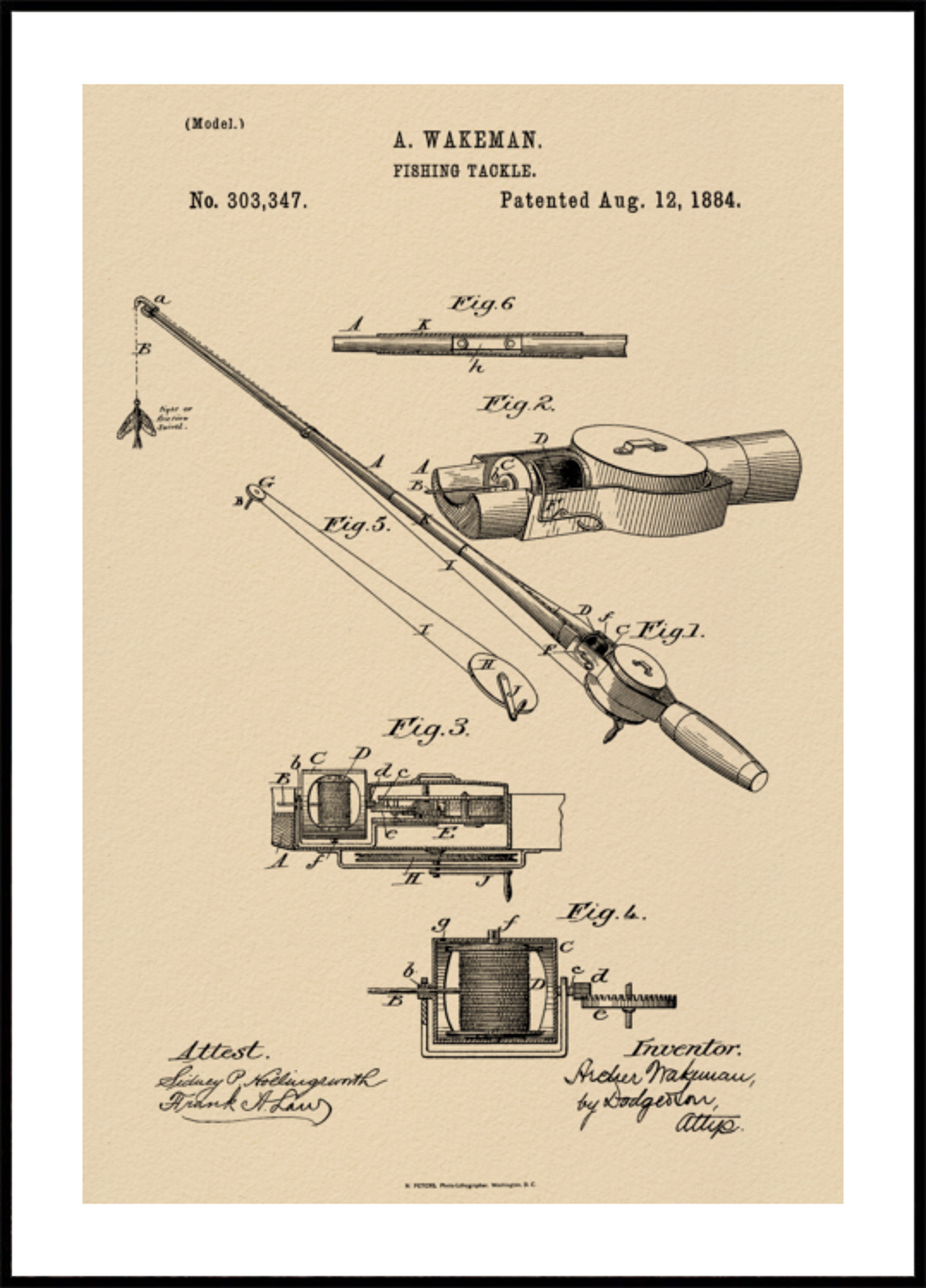 Brevet de matériel de pêche vintage