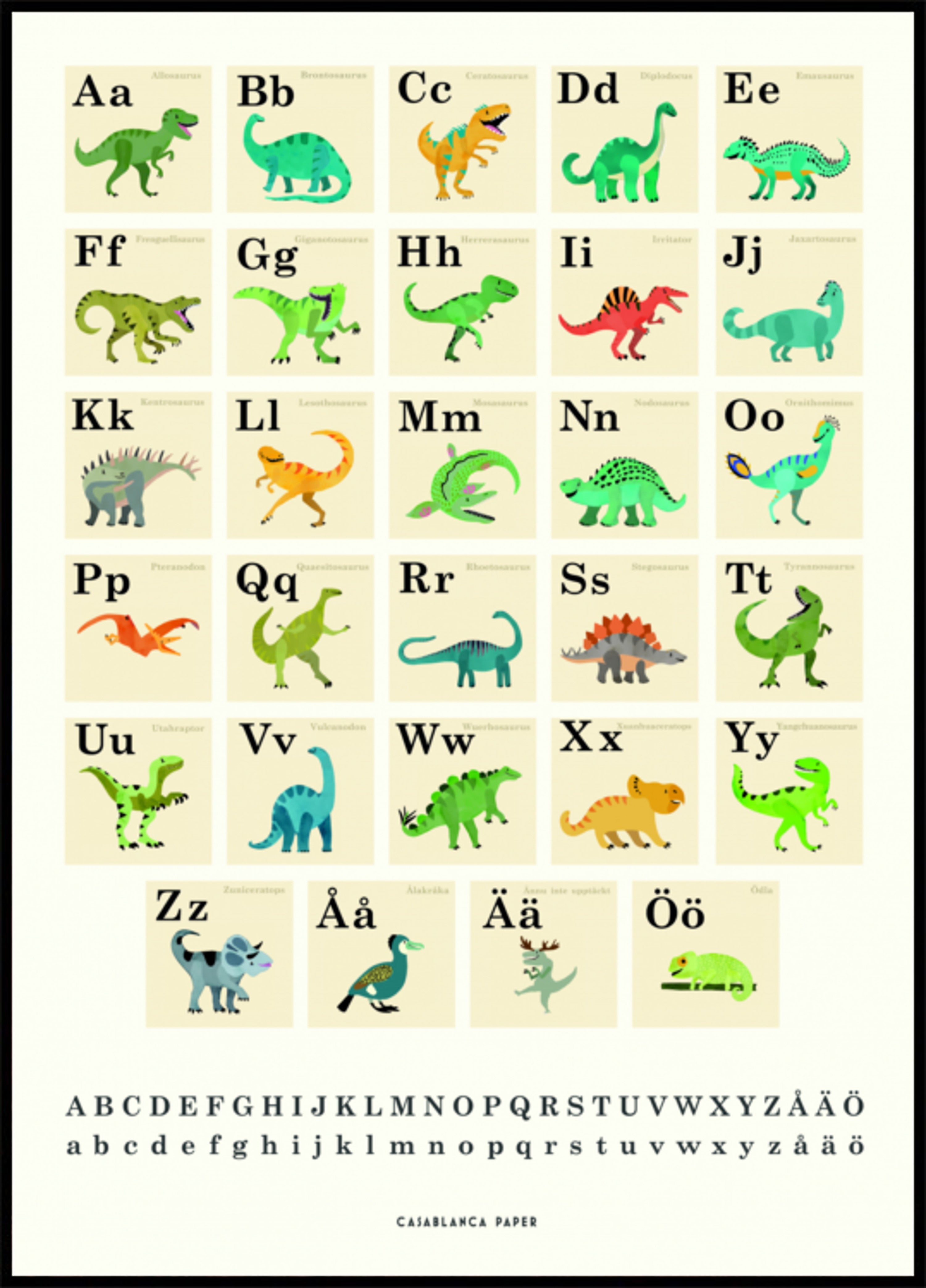 Alphabet dinosaure mignon