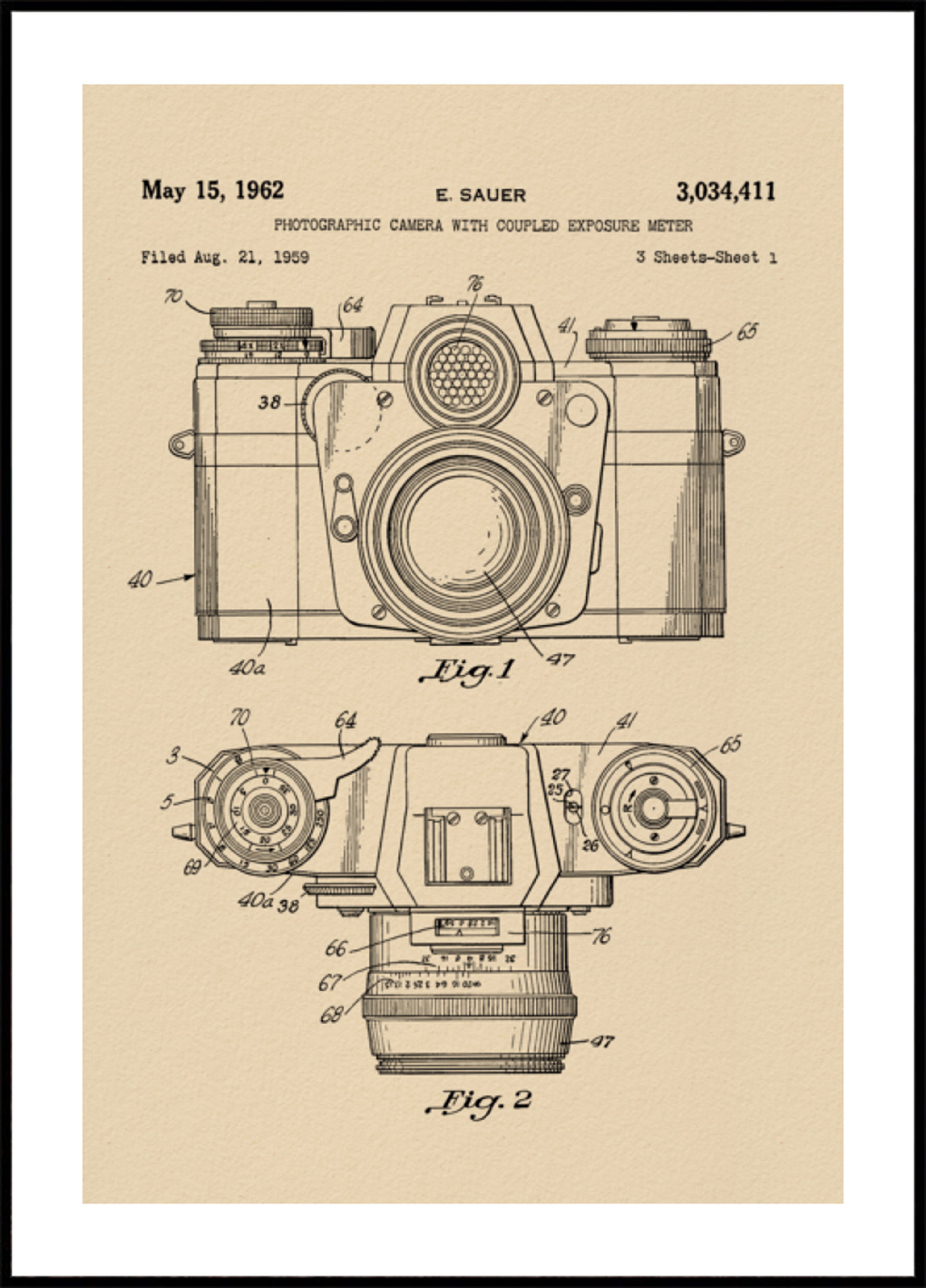 Dessin de brevet d'appareil photo vintage