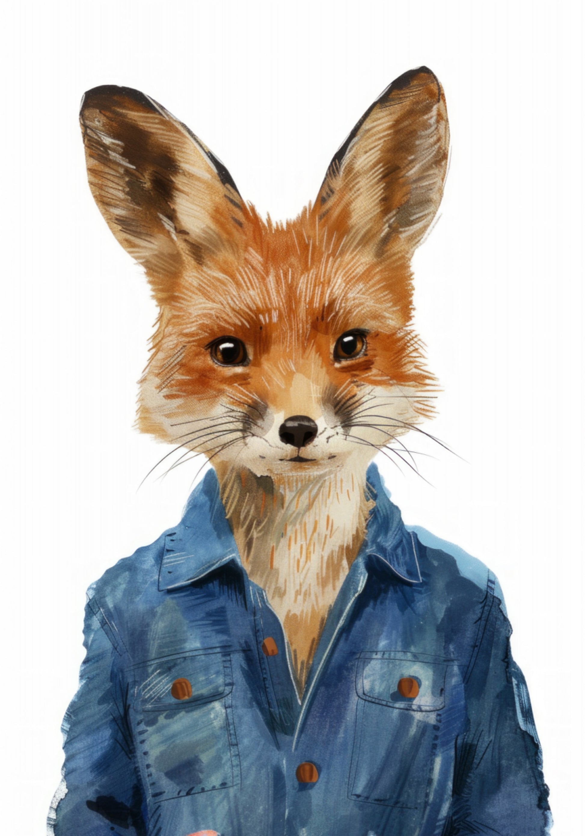 Renard élégant en veste en jean